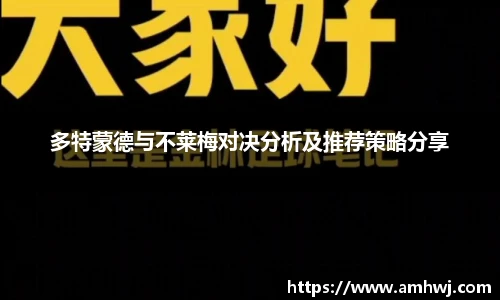 多特蒙德与不莱梅对决分析及推荐策略分享