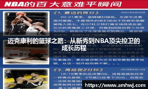 迈克康利的篮球之路：从新秀到NBA顶尖控卫的成长历程